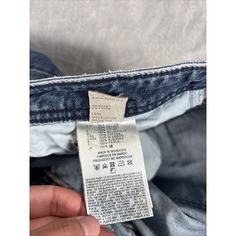 Diesel Viker Jeans Mens 34x32 Blue Straight Distressed Button Fly Wash 0806L - Picture 6 of 15